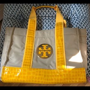 Tory Burch bag with yellow crocodile accents